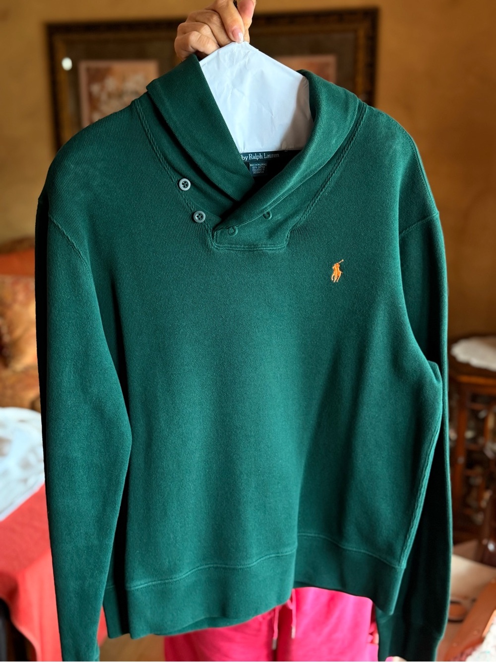 Polo Ralph Lauren Green Shawl Collar Pullover Sweatshirt Men’s Large